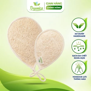 Bông tắm xơ mướp tự nhiên hình giọt nước tẩy tế bào chết, massage body - Oganico
