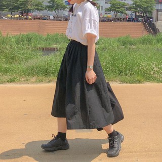 [Có sẵn] SKIRT - Váy dài vải Kaki lưng thun kèm khoá kéo Kawaii Viet Nam (2 màu)