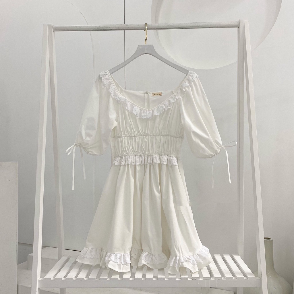 ĐẦM TRẮNG FORM CHỮ A CHÂT VẢI DÀY DẶN - EIRA DRESS