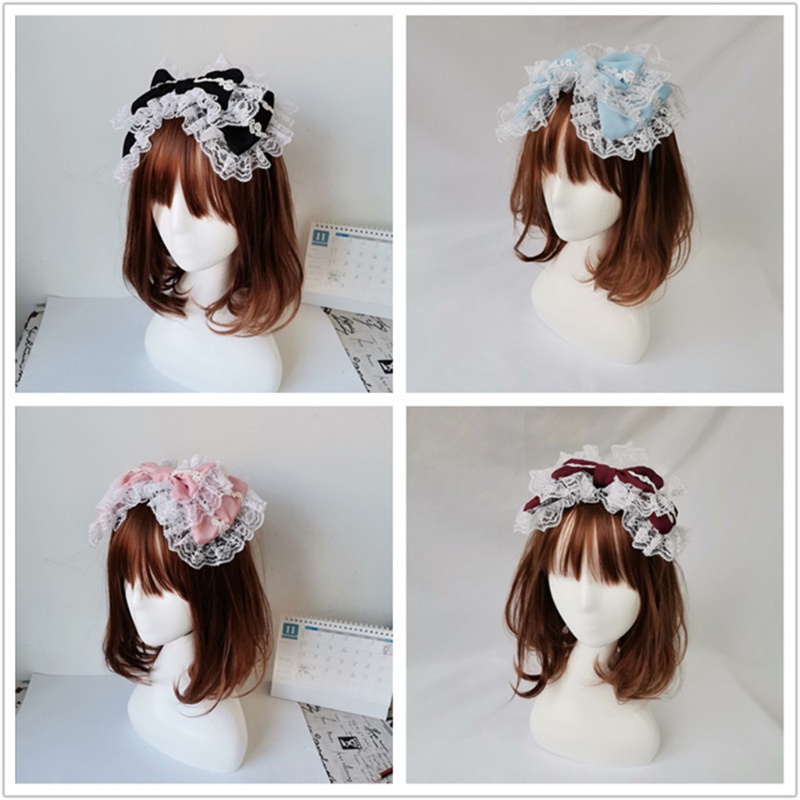 Wellb Victoria Retro Ren Đầu Ngọt Hai Lớp Tóc Lớn Vòng Anime Gothic Người Giúp Việc Đảng Cosplay Mũ Đội Đầu
