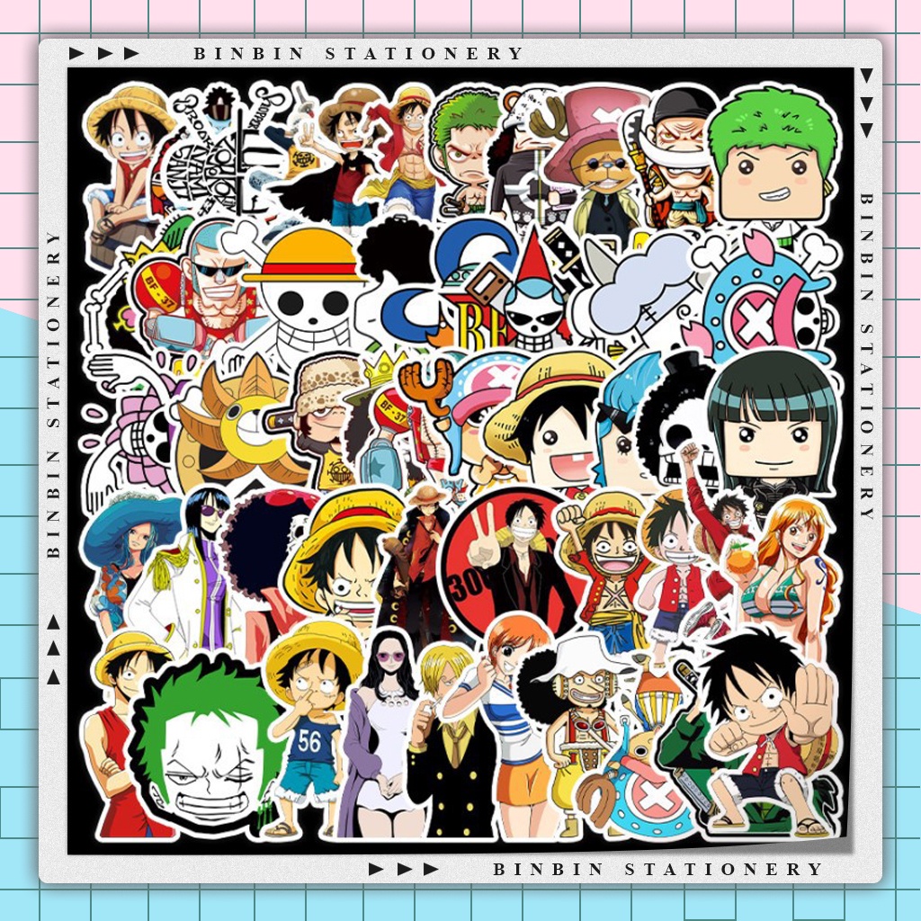 [Set 50 Cái] Sticker One Piece cute dán trang trí laptop, mũ nón bảo ...