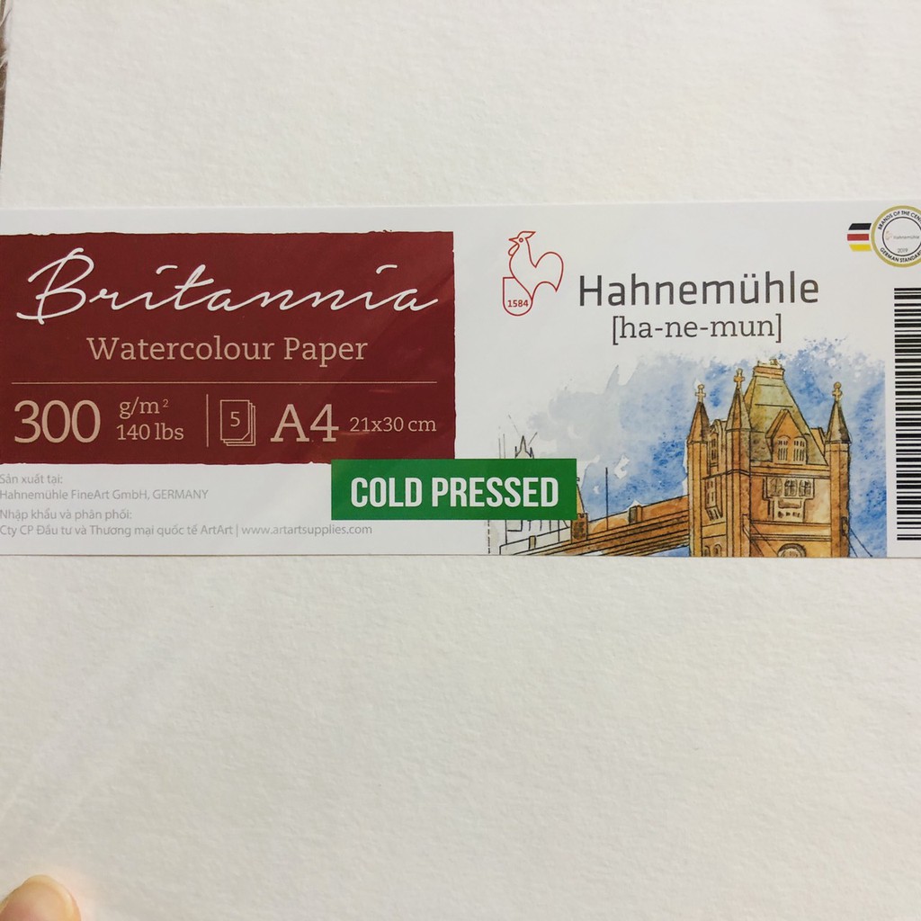 [Mã SKAMLTSM9 giảm 10 đơn 99K] Giấy Britannia Hahnemuhle Giấy màu nước Hahnemuhle Britannia