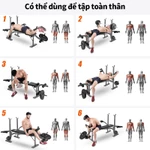 OneTwoFit Ghế tập gym 6trong1 Bài tập ngồi lên ghế tập tạ đa chức năng Với ​​Giá treo tạ tập tại nhà — ảnh 5