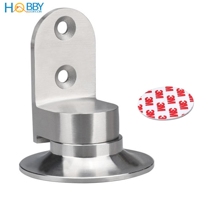 Chặn cửa dán sàn gạch men HOBBY Home Decor CC5 Inox 304 nam châm cực mạnh- kèm keo dán 3M và đinh ốc