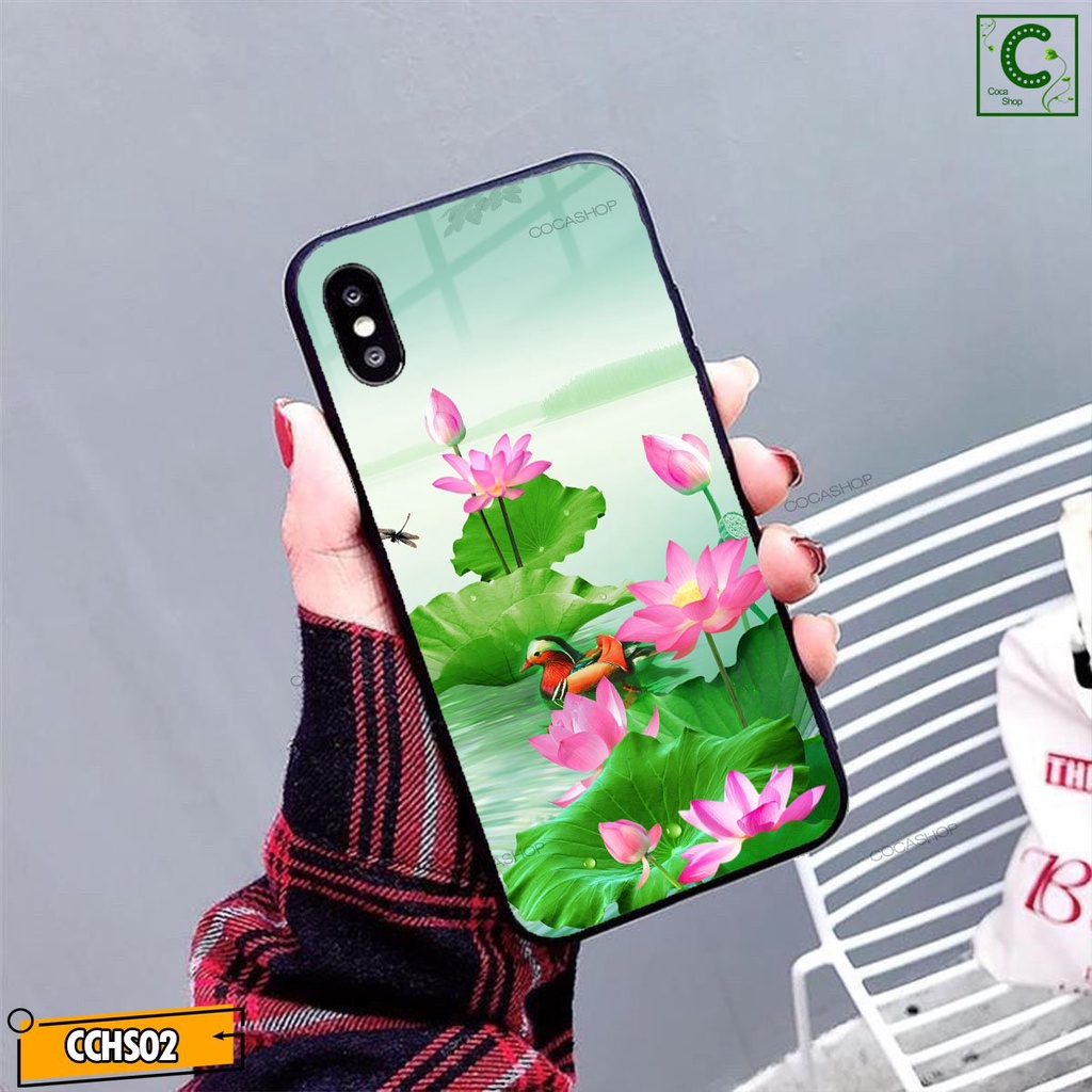 Ốp lưng iphone mặt kính in hình siêu đẹp  - Đóa sen hồng tươi mát - 6/6plus/6s/6splus/7/7plus/8/8plus/x/.....
