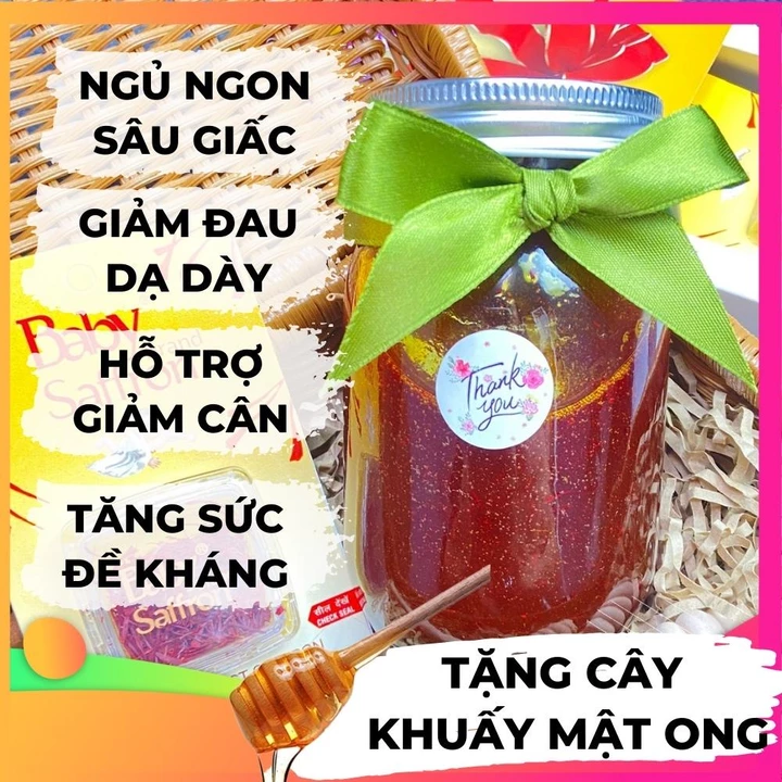 SAFFRON NHỤY HOA NGHỆ TÂY NGÂM MẬT ONG NGUYÊN CHẤT (1gr Baby Saffron + 250ml mật ong)
