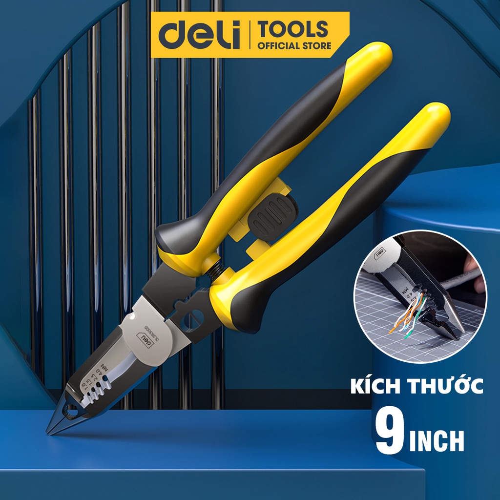 Kìm Tuốt Dây Điện Deli Cao Cấp - Kích Thước 9 Inch, Chất Liệu Siêu Bền ...