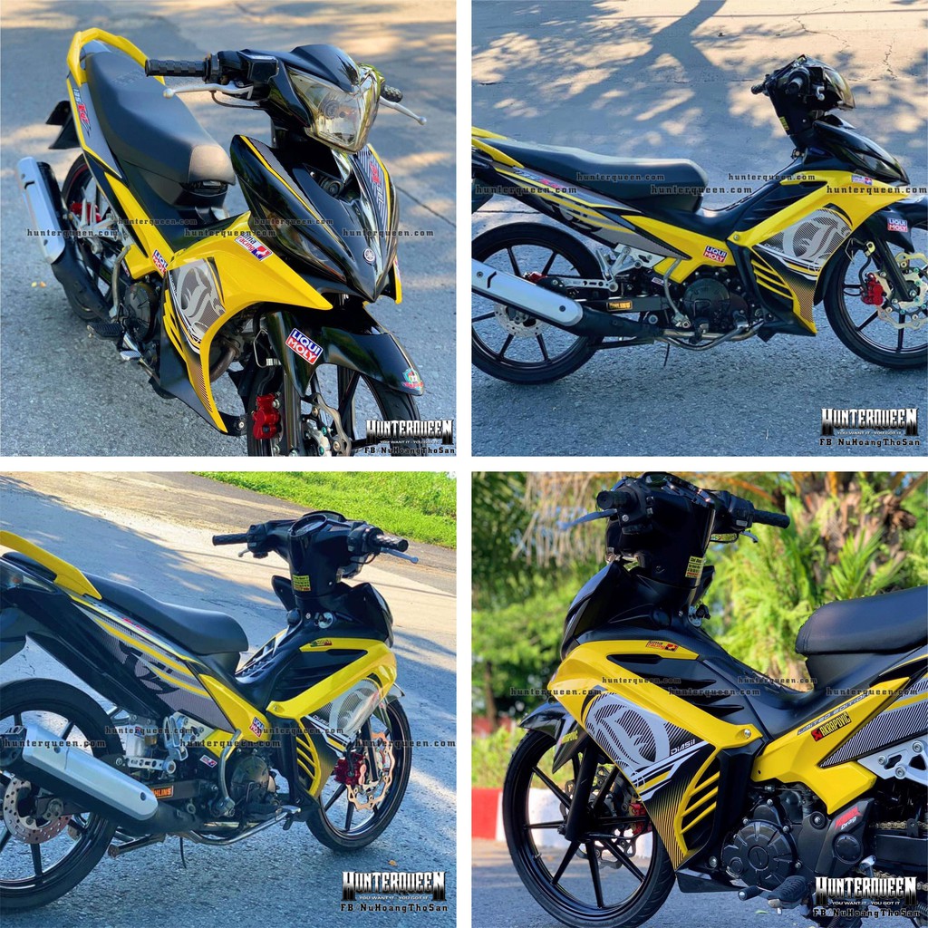 Tem rời dán xe Ex135 LC vàng đen. Bộ tem dán trang trí xe máy bền đẹp