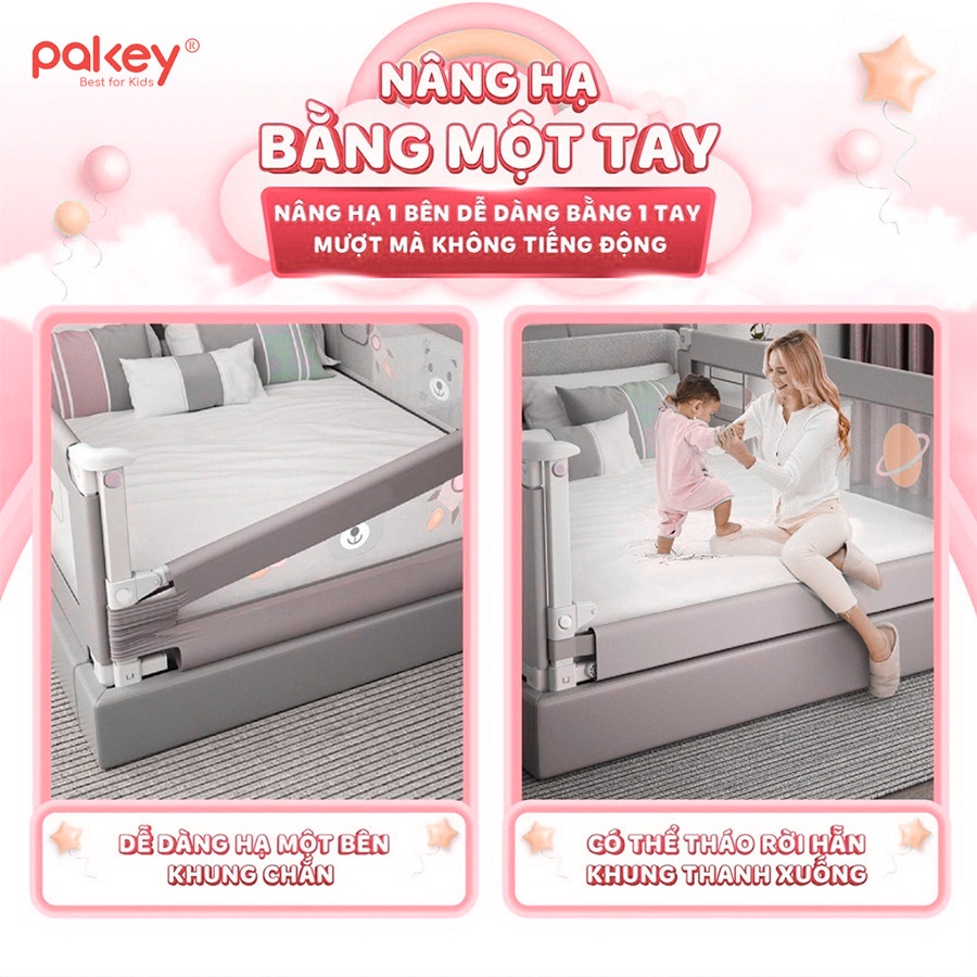 Thanh Chắn Giường Nhật Bản PAKEY NS1 NEW Nâng Hạ 1 Bên Cao 103cm và PAKEY KHỦNG LONG ( 1 THANH CHẮN 1 MẶT )