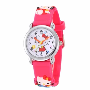 Hello Kitty 3D Dây Silicon Trẻ Em Hoạt Hình Bé Gái Đồng Hồ Thời Trang Trẻ Em
