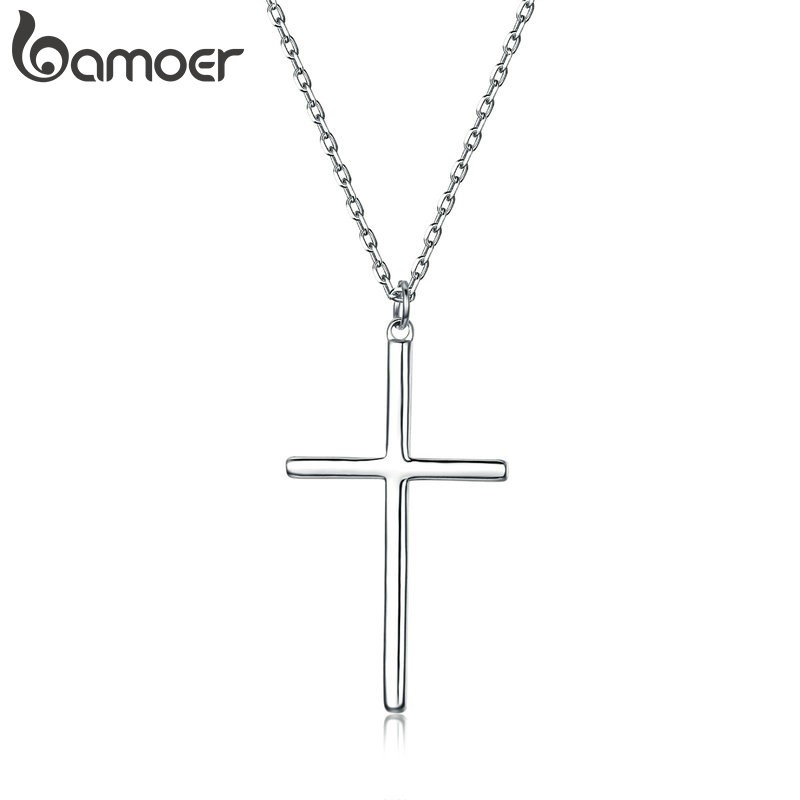 Vòng cổ BAMOER mặt thánh giá màu bạc/vàng hồng YIN076-L