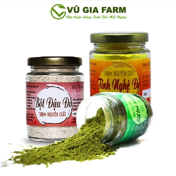 Combo Bột Trà Xanh + Bột Đậu Đỏ + Tinh Nghệ Đỏ - Nguyên Chất Vũ Gia (100g/hũ) - Đắp mặt nạ dưỡng da,