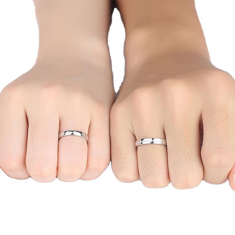 Nhẫn Đôi Hình Nhịp Tim Thời Trang Hàn Quốc Có Thể Điều Chỉnh Kích Cỡ