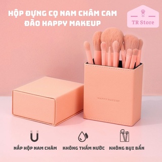 [Không cọ] Hộp đựng cọ cao cấp nắp nam châm Happy Makeup chống bụi màu cam đào