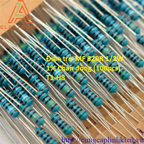 Điện trở MF 820R 1/2W 1% Chân đồng (100pcs) T1-H8 | Shopee Việt Nam