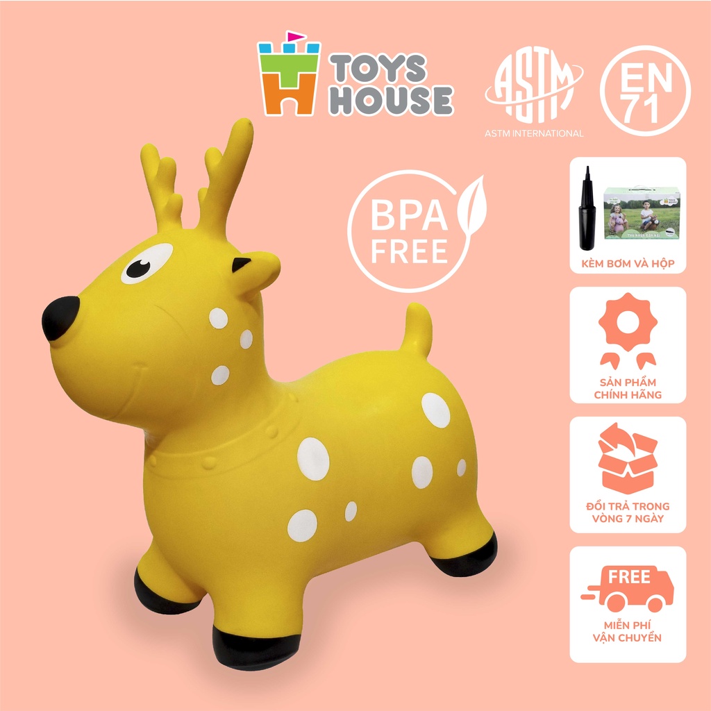 Ảnh Thú nhún trẻ em bơm hơi cao cấp Toyshouse ( kèm bơm và hộp) - Xuất khẩu Mỹ (ASTM) và Châu Âu (EN71) 1