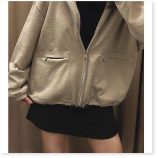 ÁO KHOÁC NỮ CÓ DÂY KÉO VÃI NỈ FORM RỘNG NAM LEE STORE