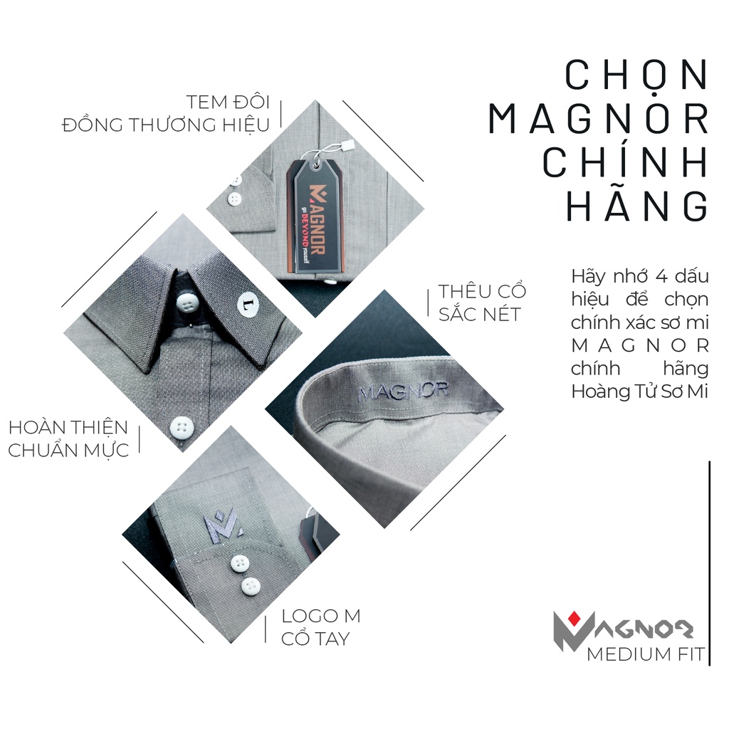 Áo sơ mi nam dài tay HTSM MAGNOR vải Kate oxford 40% cotton cao cấp, cổ bẻ, dáng medium fit công sở có túi ngực