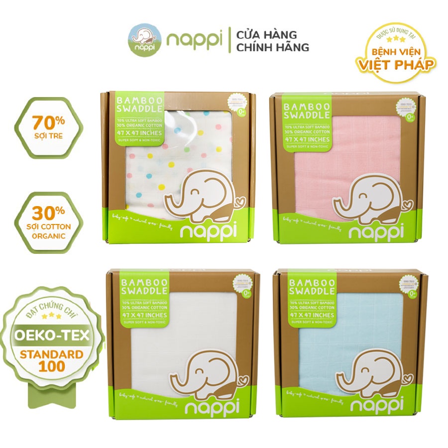 Ảnh Khăn Sợi Tre Đa năng Nappi Organic Mềm Mịn Siêu Thấm Hút Kích Thước 120x120cm 1