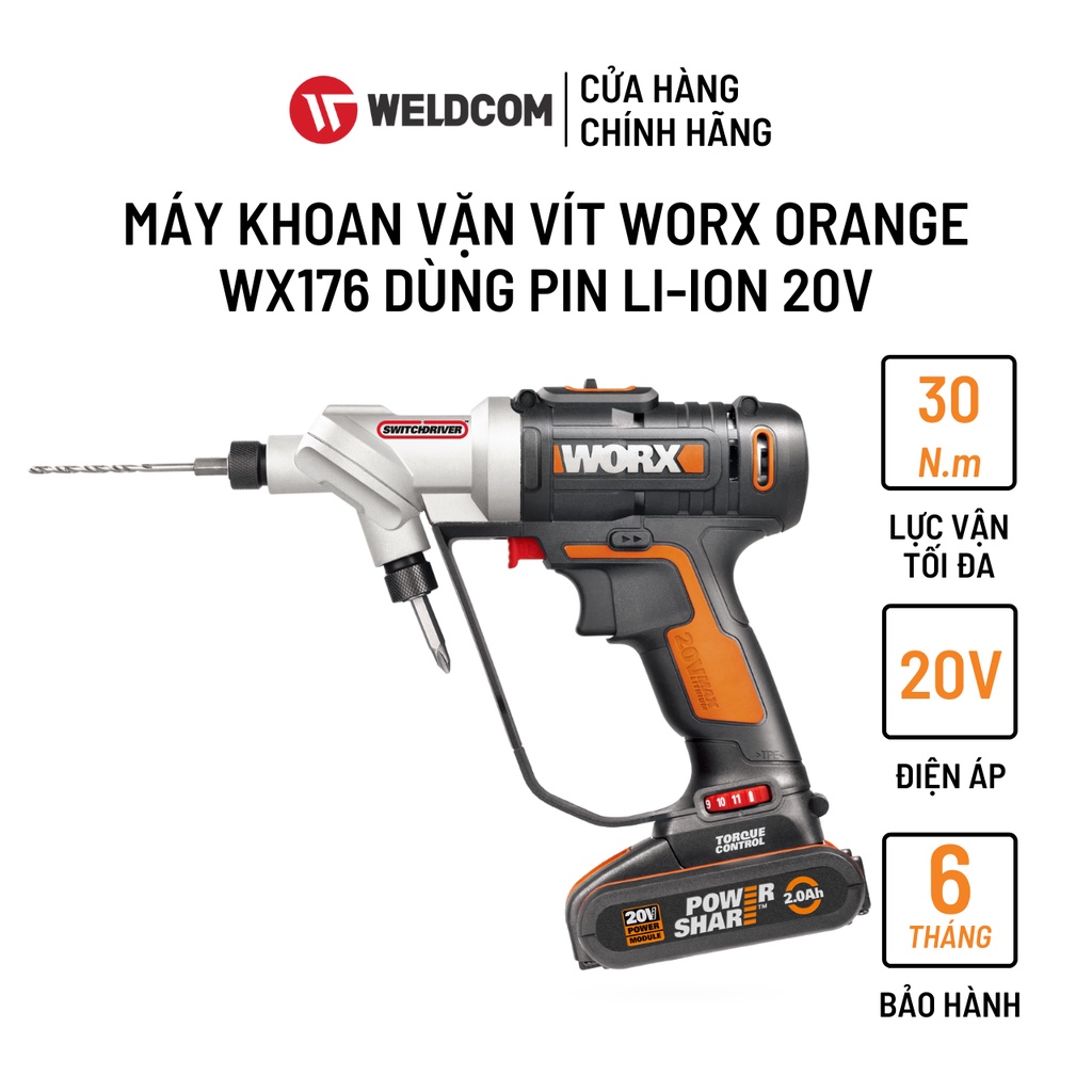Máy Khoan Vặn Vít WORX ORANGE WX176 Tiết Kiệm Điện An Toàn Tiện Lợi