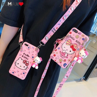Ốp điện thoại mềm hình hello kitty có gương/dây đeo thích hợp cho iPhone x xs 8 7 6 6s plus