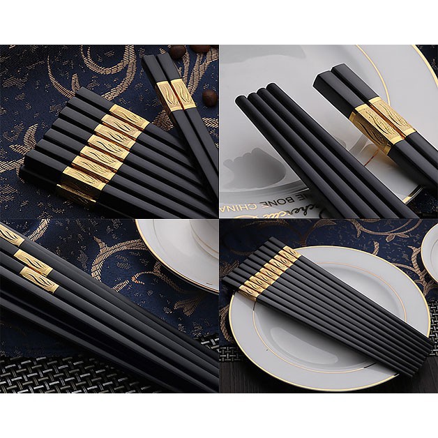 Combo 10 đôi đũa mạ vàng cao cấp