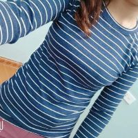Áo thun gân tay dài sọc kẻ