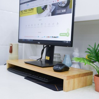 Kệ gỗ để màn hình máy tính và laptop đa năng gỗ thông tự nhiên kích thước 40x20x8 cm