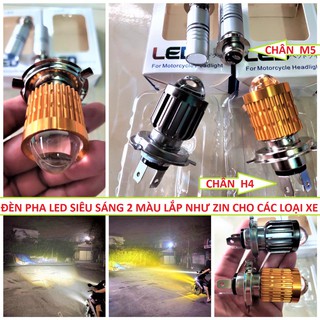 ĐÈN LED PHA XE MÁY SIÊU SÁNG 2 MÀU CỐT VÀNG PHA TRẮNG LẮP CÁC LOẠI XE