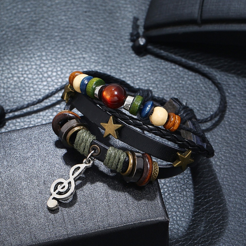Sela Vòng Tay Handmade Da Đính Hạt Âm Nhạc, Ngôi Sao Rỗng, Vintage, Nhiều Màu