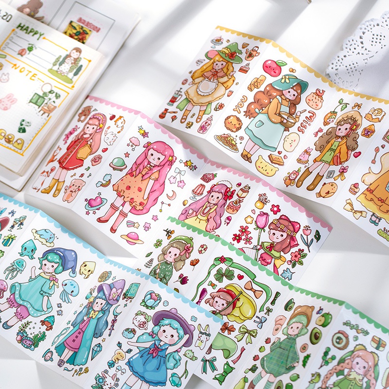 Sticker cute hộp set 32 miếng dán sổ điện thoại laptop bàn tường HD77-K50 DIY Crafts, Scrapbook, Journal, Diary, Planner