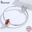 Hạt xỏ BAMOER bạc 925 màu đỏ hình bướm và da rắn thanh lịch cho trang sức