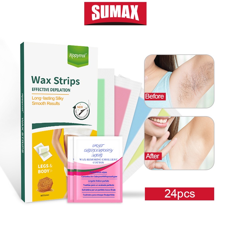 Ảnh Bộ 24 miếng sáp dán tẩy lông SUMAX hai mặt tự nhiên cỡ lớn 9x18 150g chất lượng cao 1