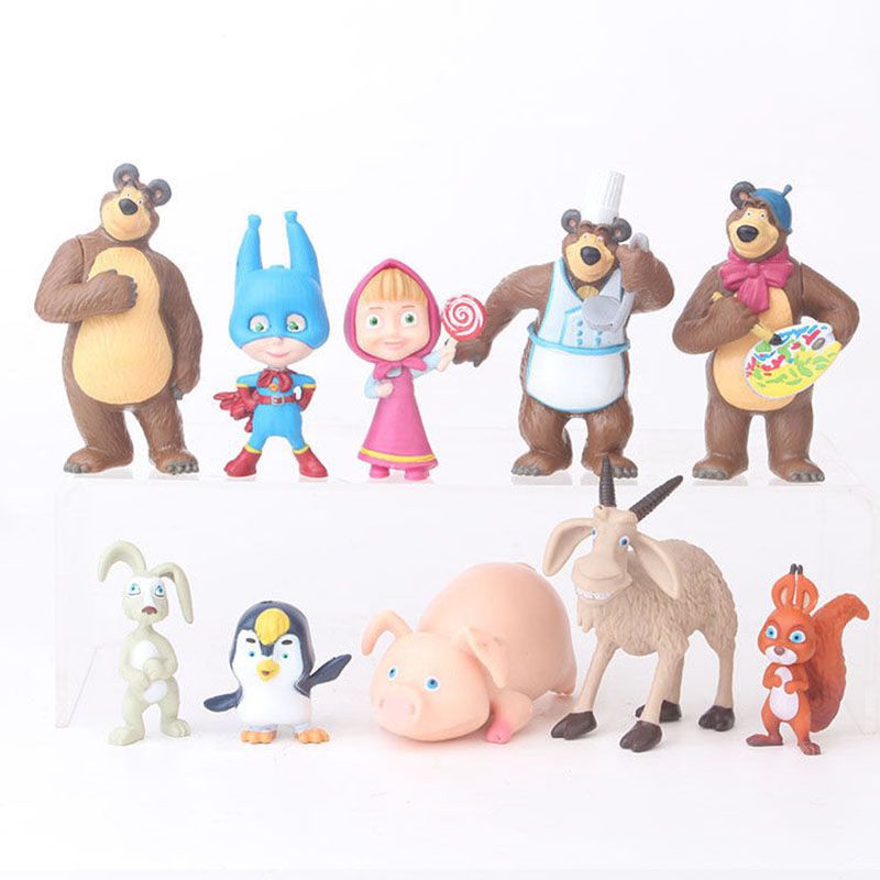 10 Chiếc Masha Và Gấu Nhân Vật Hành Động Búp Bê Dễ Thương Bánh Topper Chơi Bộ Đồ Chơi
