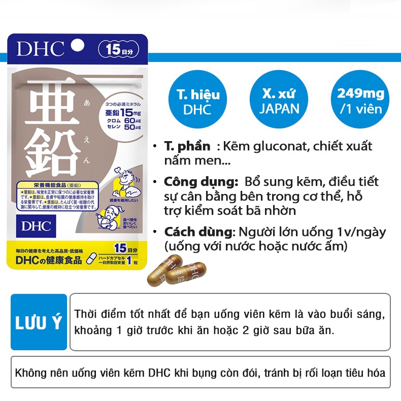 Ảnh Viên Uống Bổ Sung Kẽm DHC Cải Thiện Hệ Miễn Dịch Zinc 15 Ngày - 30 Ngày 4