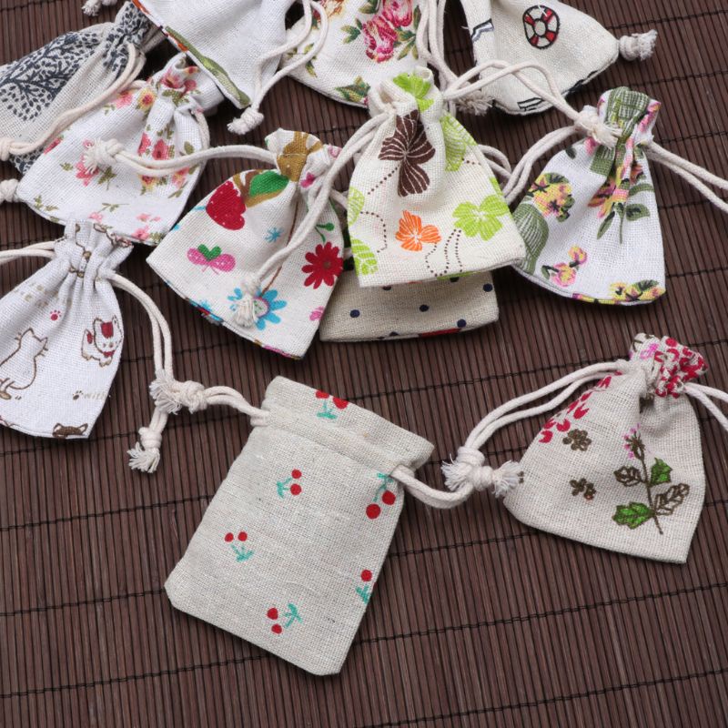 Dasbsug Túi Muslin hoa 2 8x3 5 in Cotton Dây rút Túi đựng đồ trang sức cho bữa tiệc