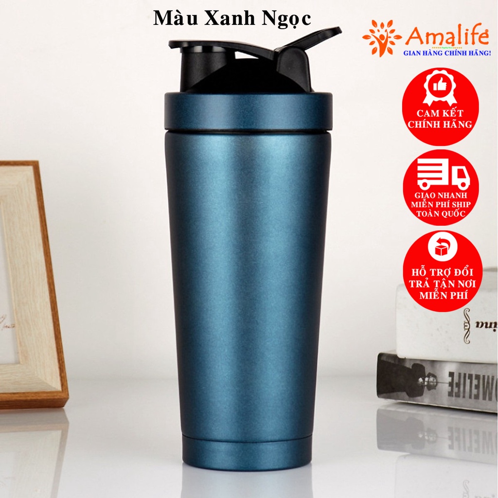 Mô tả Bình Lắc Đựng Nước Shaker Inox 800ml Giữ Nhiệt, Tập Gym Thể Thao Chính Hãng Amalife Kèm Bóng Lò Xo Lắc - 2