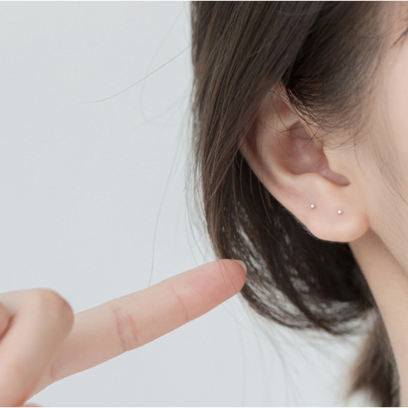 Ảnh Khuyên tai bạc nữ TLEE giữ lỗ nhỏ nhắn chống viêm nhiễm sau bắn lỗ TLEE JEWELRY B0305 2