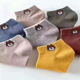 10 Đôi Tất cổ ngắn nữ hình gấu phong cách Hàn Quốc, vớ nữ chất liệu cotton thoáng mát