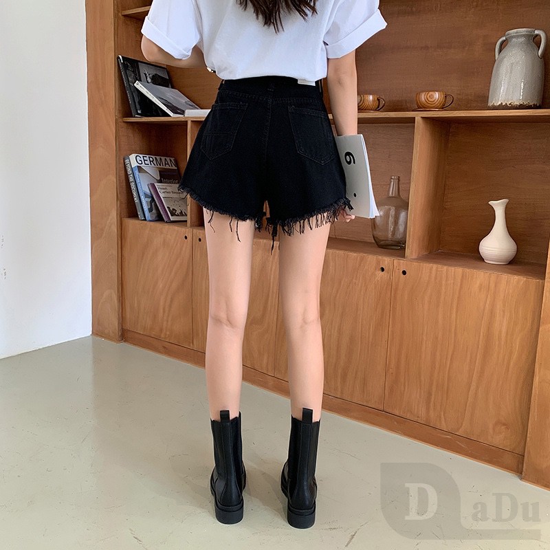 Ảnh Quần Short Jean Lưng Cao Dáng Rộng Thời Trang Mùa Hè Phong Cách Hàn Quốc 3