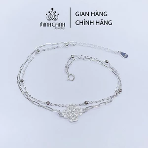 Lắc Tay Cỏ 4 Lá May Mắn Dây Kép Bạc 925 - Minh Canh Jewelry