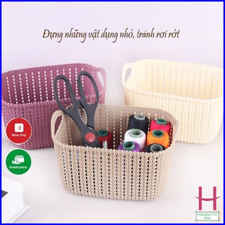 RỔ NHỰA GIẢ ĐAN MÂY QUAI CẦM TRÒN TIỆN LỢI { H }