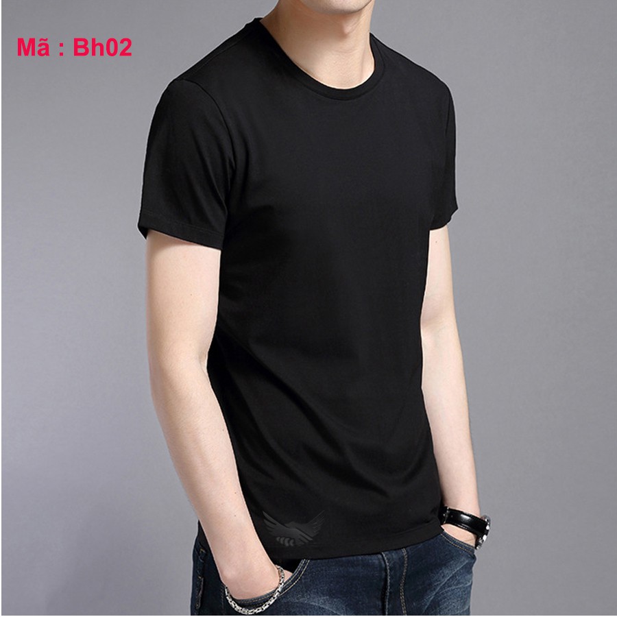 [hot] Áo thun nam cổ tròn trơn màu đen