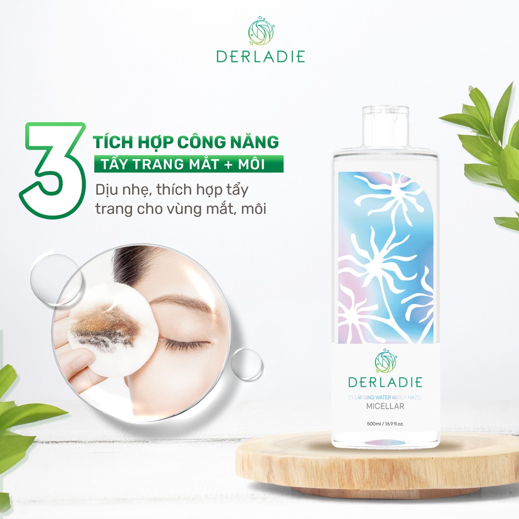 Ảnh Nước tẩy trang Derladie Cleansing Water Witch Hazel làm sạch, ngừa mụn trên da 500ml 3