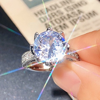 Nhẫn Mạ Bạc 925 Đính Đá Zircon Oversize Đơn Giản Thời Trang