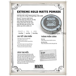 Sáp Vuốt Tóc Nam REUZEL Extreme Hold Matte - Hàng Chính Hãng