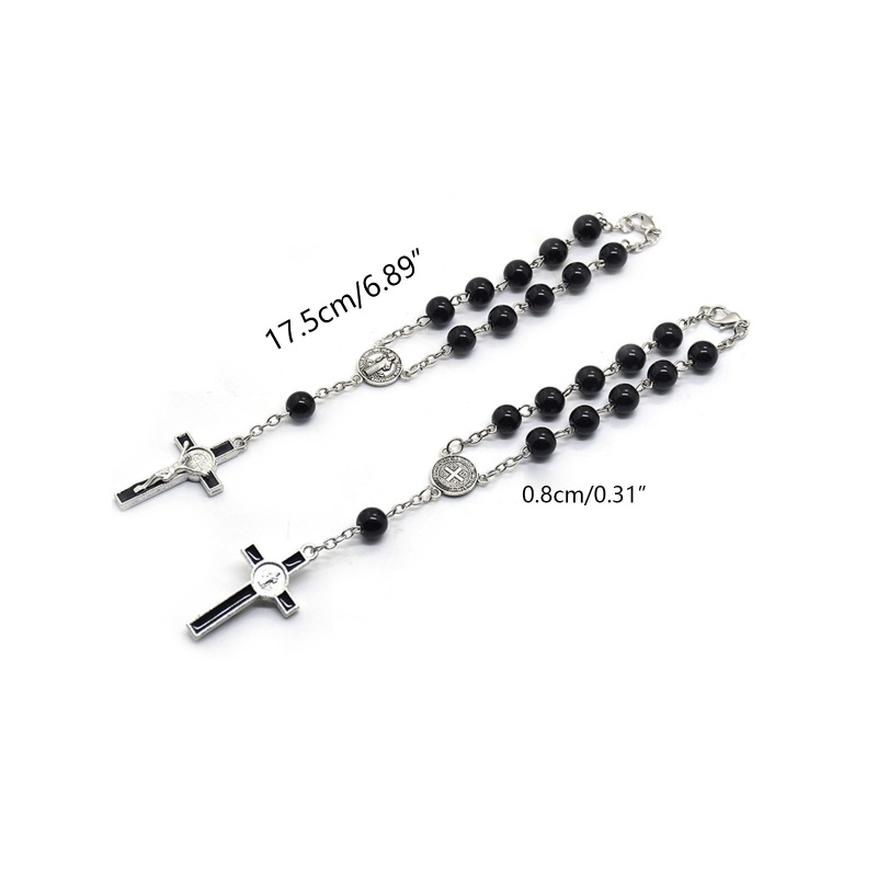Dasbsug Công Giáo Hạt Thủy Tinh Đen Cho Chữ Thập Mân Côi Vòng Tay Tôn Giáo Chúa Giêsu Trang Sức Phù Hợp Cho Nhà Thờ Cầu Nguyện Gatheri