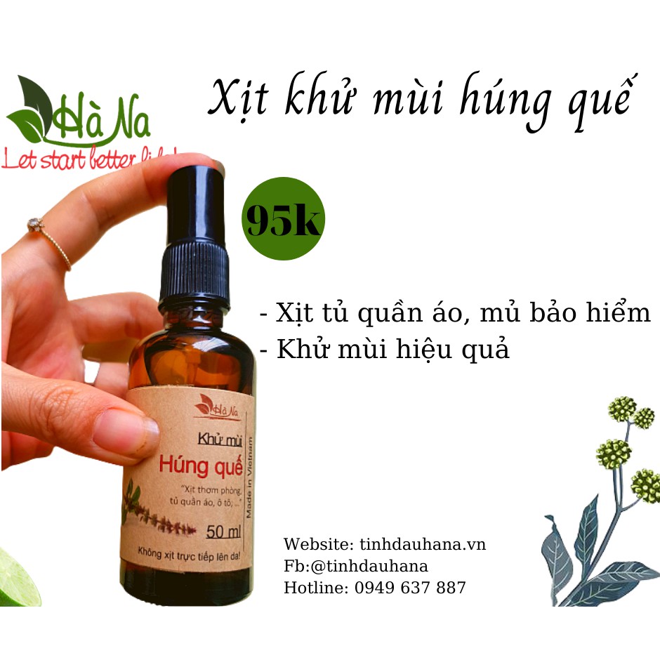 Tinh Dầu Xịt Khử Mùi 50ml - Tinh Dầu Hà Na - Khử mùi phòng, nhà vệ sinh, phòng làm việc, quần áo chăn màn