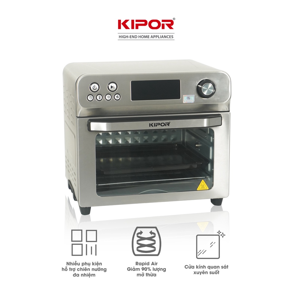 Ảnh Nồi chiên không dầu KIPOR KP-AF655-24L-Nướng 2 mặt trên dưới RAPID AIR đối lưu-Thân inox304-Bảo hành tại nhà 12 tháng 3