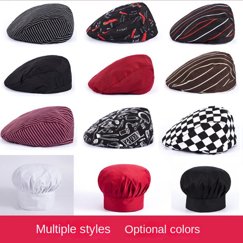 Mũ đầu bếp quán cà phê quầy bar bồi bàn làm việc beret khách sạn quần áo làm việc đầu bếp bồi bàn mũ nướng lưới thoáng khí | BigBuy360 - bigbuy360.vn